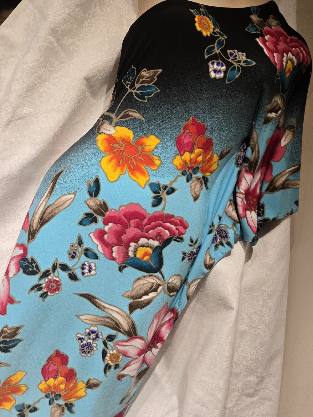 CACHE Floral Off-Shoulder Turquoise Blue Women's DRESS XS